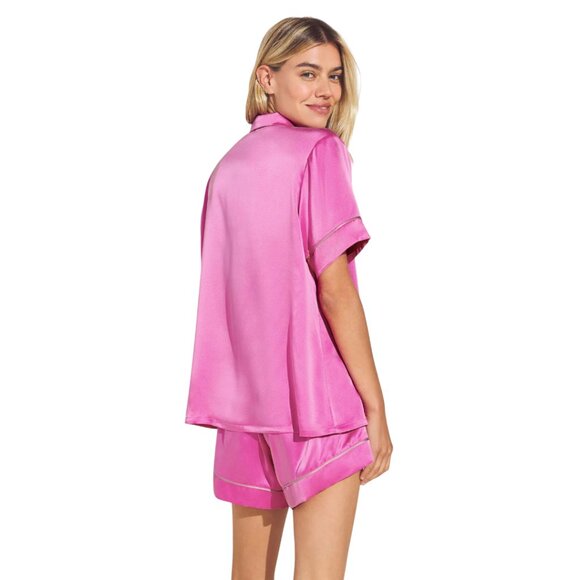 Eberjey Inez Washable 100% Silk Pink Short Pajama Set in Italian Rose Size L - Picture 2 of 10